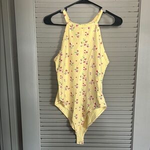 Forever 21 Yellow Floral Bodysuit